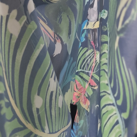 Chico's Tropical Sheer Poncho Cover-up Top Size Sm/Med Colorful Birds - Picture 5 of 10